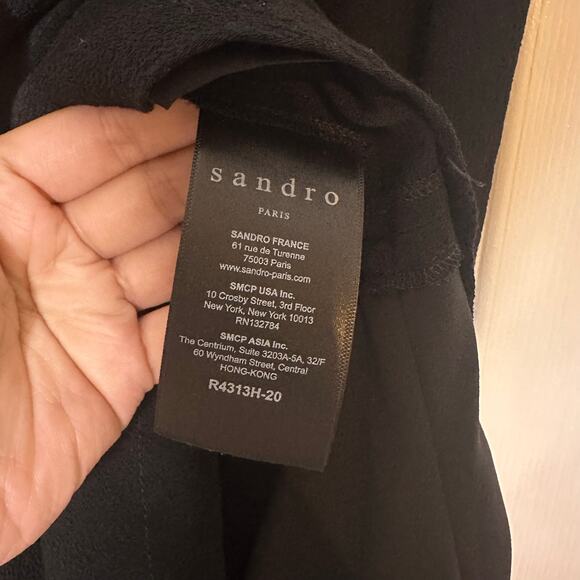 Sandro Rage Tie Neck Long Sleeve Crepe Dress Size 3/US Large - Picture 9 of 9